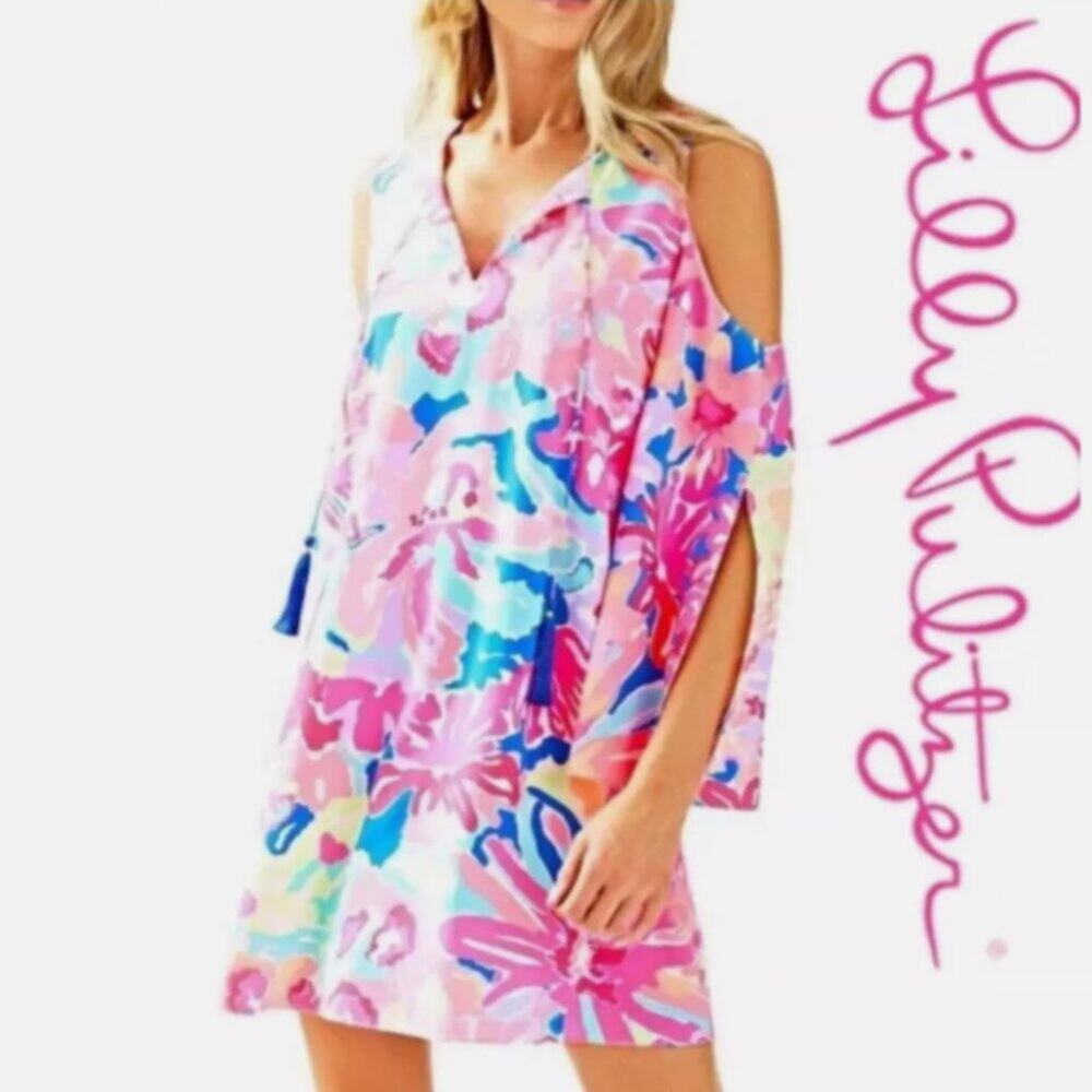 Lilly Pulitzer Benicia Tunic Cold Shoulder Dress Playa Hermosa - Picture 14 of 14